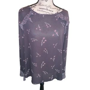 Ann Taylor LOFT Long Sleeve Blouse Gray La…